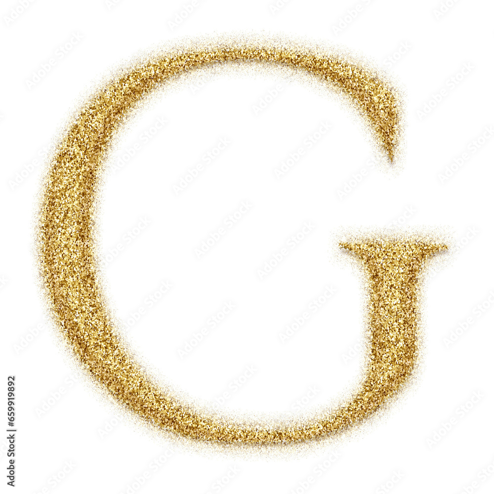 Poster gold glitter alphabet letters from a to z, isolated on transparent background, uppercase. this is a 