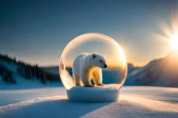 Fotobehang polar bear on ice © juni studio