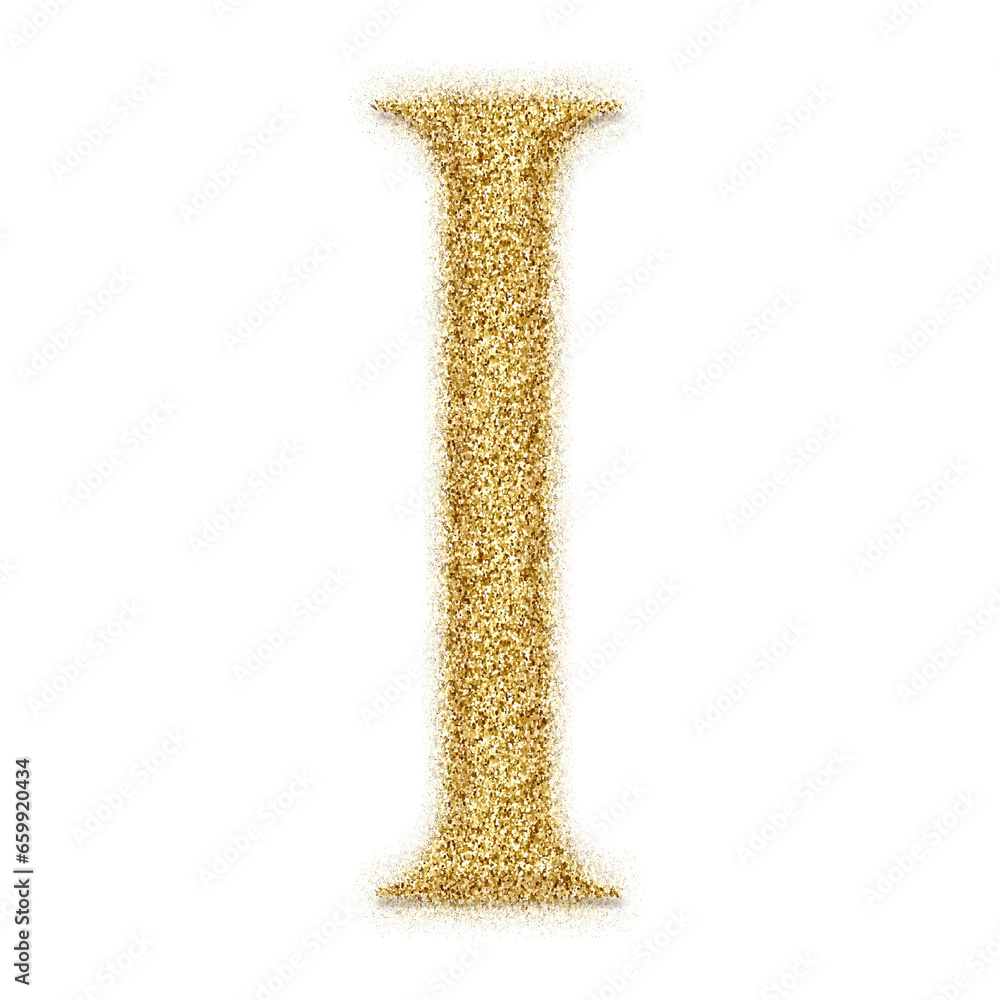Poster gold glitter alphabet letters from a to z, isolated on transparent background, uppercase. this is a 