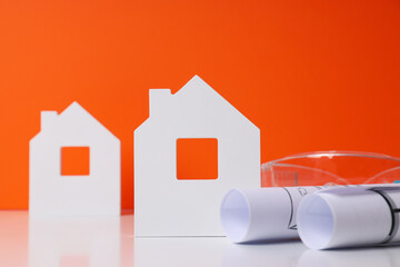 The concept of house design, construction, with a sketched plan.