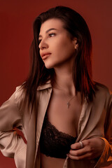 Fototapeta premium yong woman in the round light