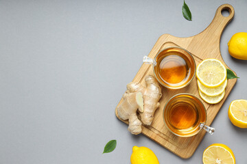 Cold treatment, healthcare concept - tea with ginger
