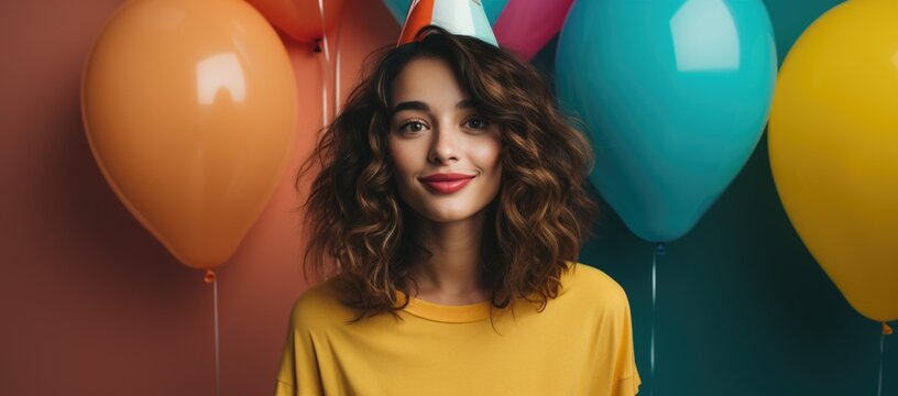 An individual in a party hat, marking the occasion of her birthday