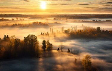 Obraz premium Vivid aerial view of a colorful autumn landscape