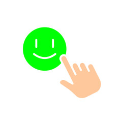 Click on the funny emoji line icon. Communication, emoji, mood, chatting, online, internet, gadget. Vector color icon on white background for business and advertising.