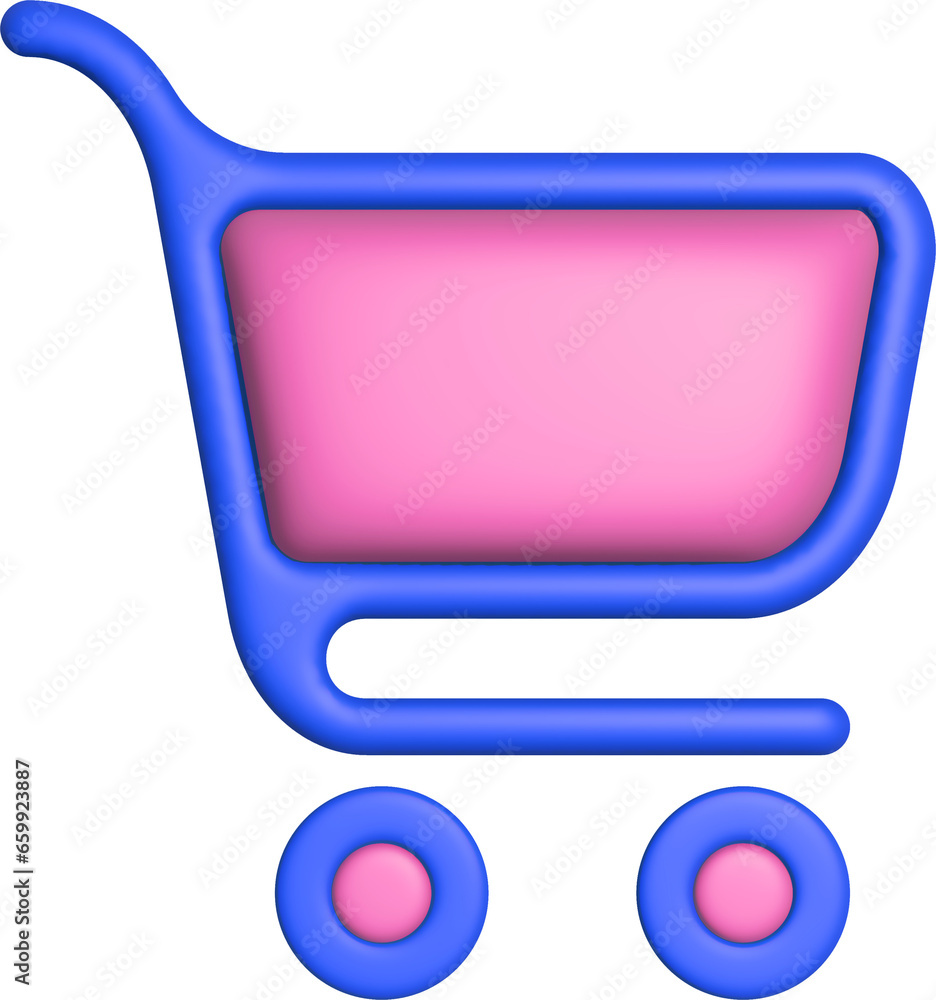 Poster 3d rendering shopping backet icon. illustration with shadow isolated on white.