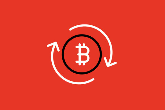 Bitcoin Update Illustration.  Vector Illustration  In Flat Style Design.