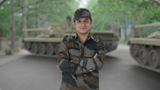 Portrait of happy Indian army man