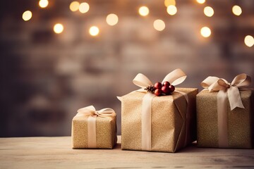 A joyful background filled with beautifully wrapped Christmas gifts.