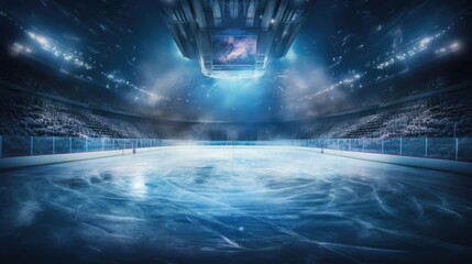 Ice arena, nobody. Dramatic lighting - obrazy, fototapety, plakaty