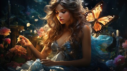 Obraz na płótnie Canvas Beautiful fairy world landscape. fantasy background for journals, prints, background and backdrops.
