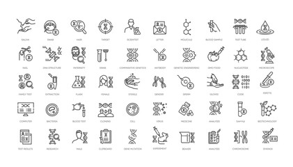 Set of dna test icons. Dna Laboratory Research Set Line Icon - 659926698