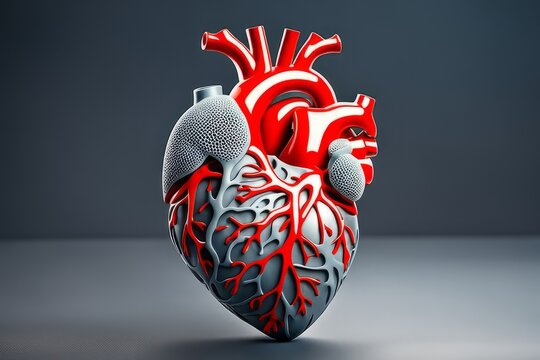 Human heart printed on Medicine 3d printer. Concept new technology transplant organ.