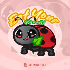 Cute Ladybug Mascot Logo Character