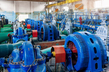 Industrial background pumping power station with electric generators and vacuum circulation pump
