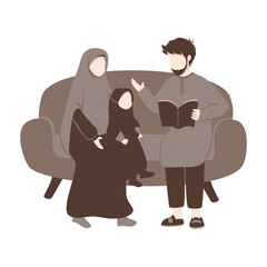 Muslim Family Illustration