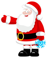 Santa Claus with snowflake presenting something