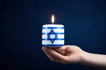 A candle with the flag of Israel in honor for all the people who died in the terrorist attacks....