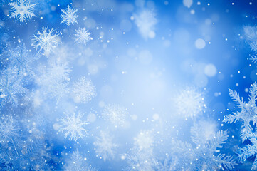 Fototapeta na wymiar Christmas blue background with snow.