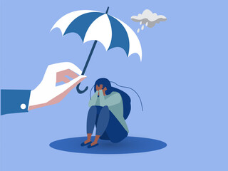 Supporting depressed crying woman under stress and psychological support. Psychotherapy and mental issues. support and aid for people under stress and depression over online services.