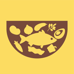 vector illustration of grilled fish and spices