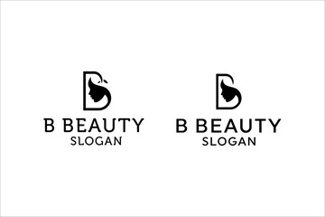 Beauty woman's face symbol with letter B concept