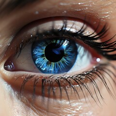 A close up of a person's blue eye. Imaginary AI picture.