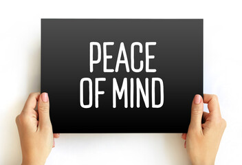 Peace Of Mind text on card, concept background