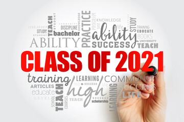 CLASS OF 2021 word cloud collage, education concept background