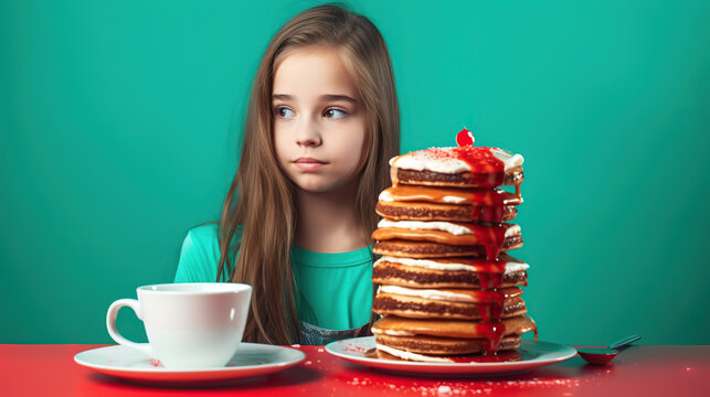 child with pancakes