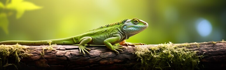 Obraz premium A vibrant banner showcasing a remarkable chameleon in brilliant hues.