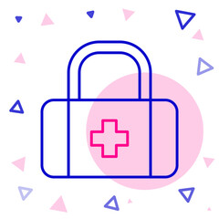 Line First aid kit icon isolated on white background. Medical box with cross. Medical equipment for emergency. Healthcare concept. Colorful outline concept. Vector