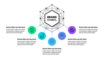 Infographic template. Hexagon with 5 steps and icons