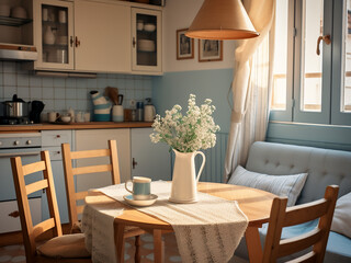 Rustic Appartment Provence featuring a delightful room. AI Generation.