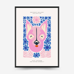 Abstract floral and animal posters template. Modern trendy Matisse minimal style.Kids and Child wall art. Hand drawn design for wallpaper, wall decor, print, postcard, cover, template, banner.