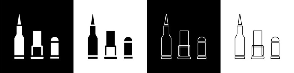 Set Bullet icon isolated on black and white background. Vector
