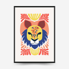 Abstract floral and animal posters template. Modern trendy Matisse minimal style.Kids and Child wall art. Hand drawn design for wallpaper, wall decor, print, postcard, cover, template, banner.