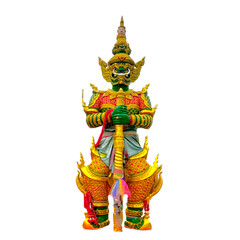 Green statue of Ravana . Public art in Thailand