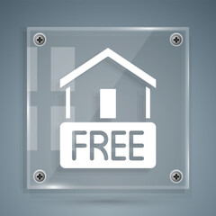 White Free home delivery concept for increase the sell stock icon isolated on grey background. Square glass panels. Vector