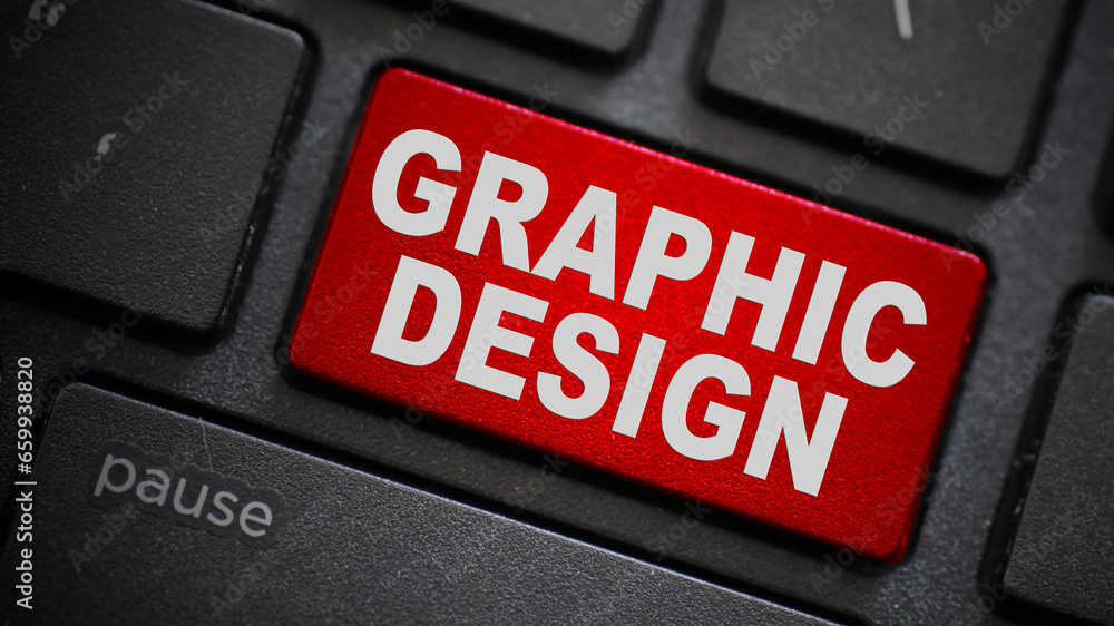 Poster graphic design text button on keyboard