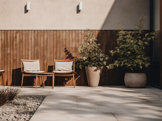 Clean lines define this minimalism backyard exterior.