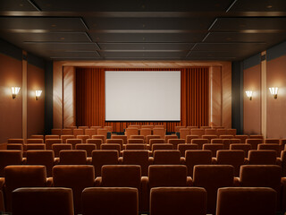 Elegant beige cinema room adorned with fine furniture. AI Generation.