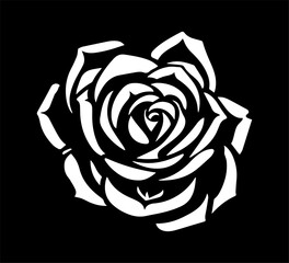  rose vector stencil black and white illustration