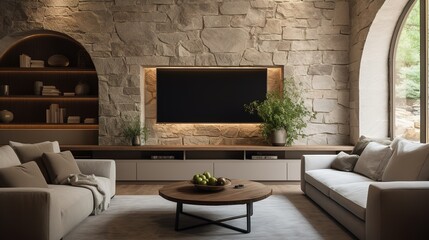 Loft interior design of modern living room with tv