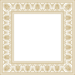 Vector golden square classic greek ornament. European ornament. Border, frame Ancient Greece, Roman Empire..