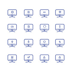 16 sets of computer icons, modern icon line art