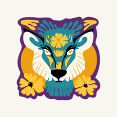 Floral and animal abstract elements. Botanical composition. Modern trendy Matisse minimal style. Kids, Child, Floral poster, invite. Vector arrangements for greeting card or invitation design.