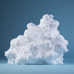 Billowing white foam, resembling a cloud, swirls and dances in a mesmerizing display of pure, airy elegance