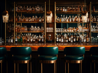 Timeless elegance meets cozy design in a classic bar. AI Generation.