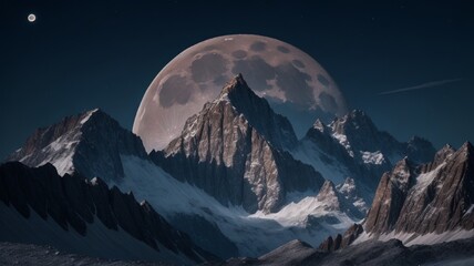 beautiful moon over the mountains